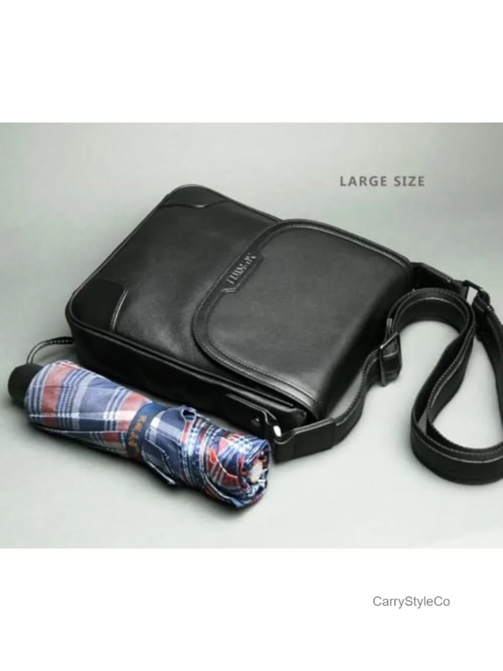 Full Grain Cowhide Messenger Bag for Men Tablet Business Crossbody